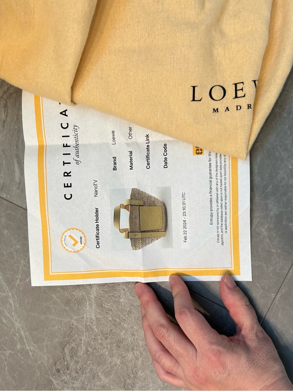 Loewe Bright Yellow Woven Leather-Trim Tote - Picture 6 of 7